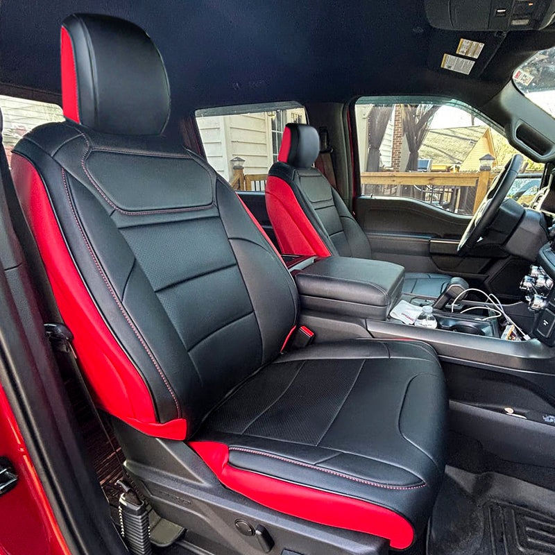 For 2021+ Ford F150 and 2023+ F-250 F-350 Custom Seat Covers Premium Synthetic Leather