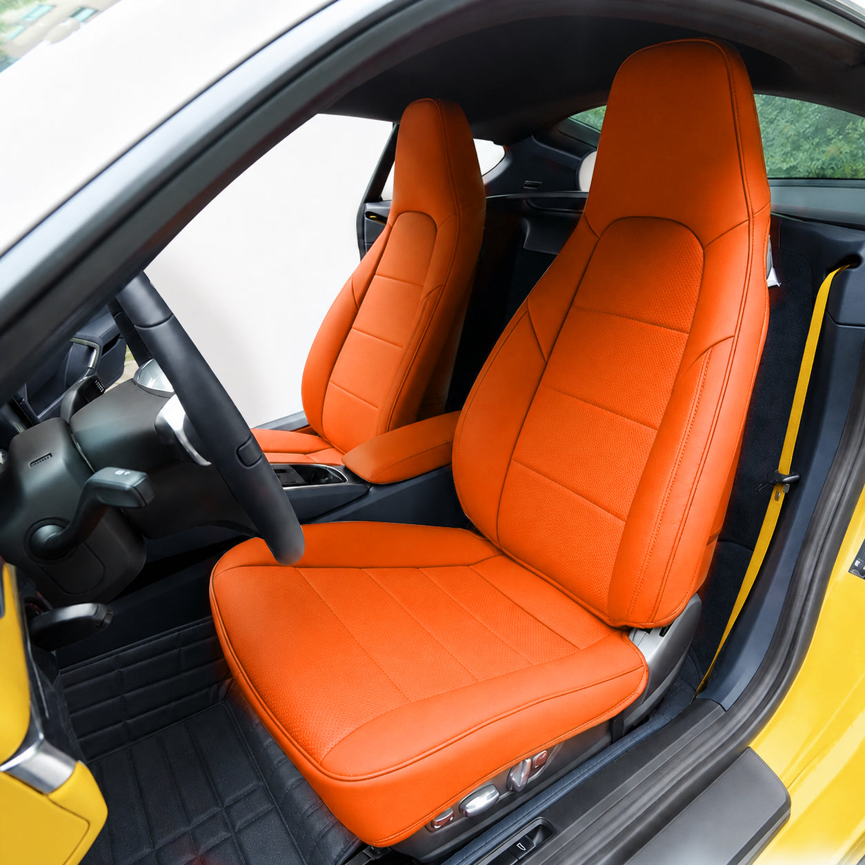 Custom Fit 2 Seats for Porsche 718 Cayman Boxster 911 Car Seat Covers Premium Synthetic leather