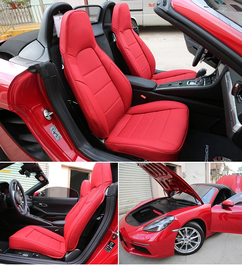 Custom Fit 2 Seats for Porsche 718 Cayman Boxster 911 Car Seat Covers Premium Synthetic leather