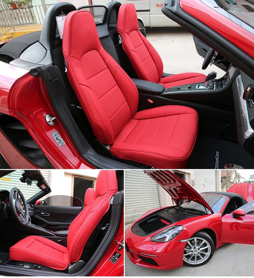 Custom Fit 2 Seats for Porsche 718 Cayman Boxster 911 Car Seat Covers Premium Synthetic leather