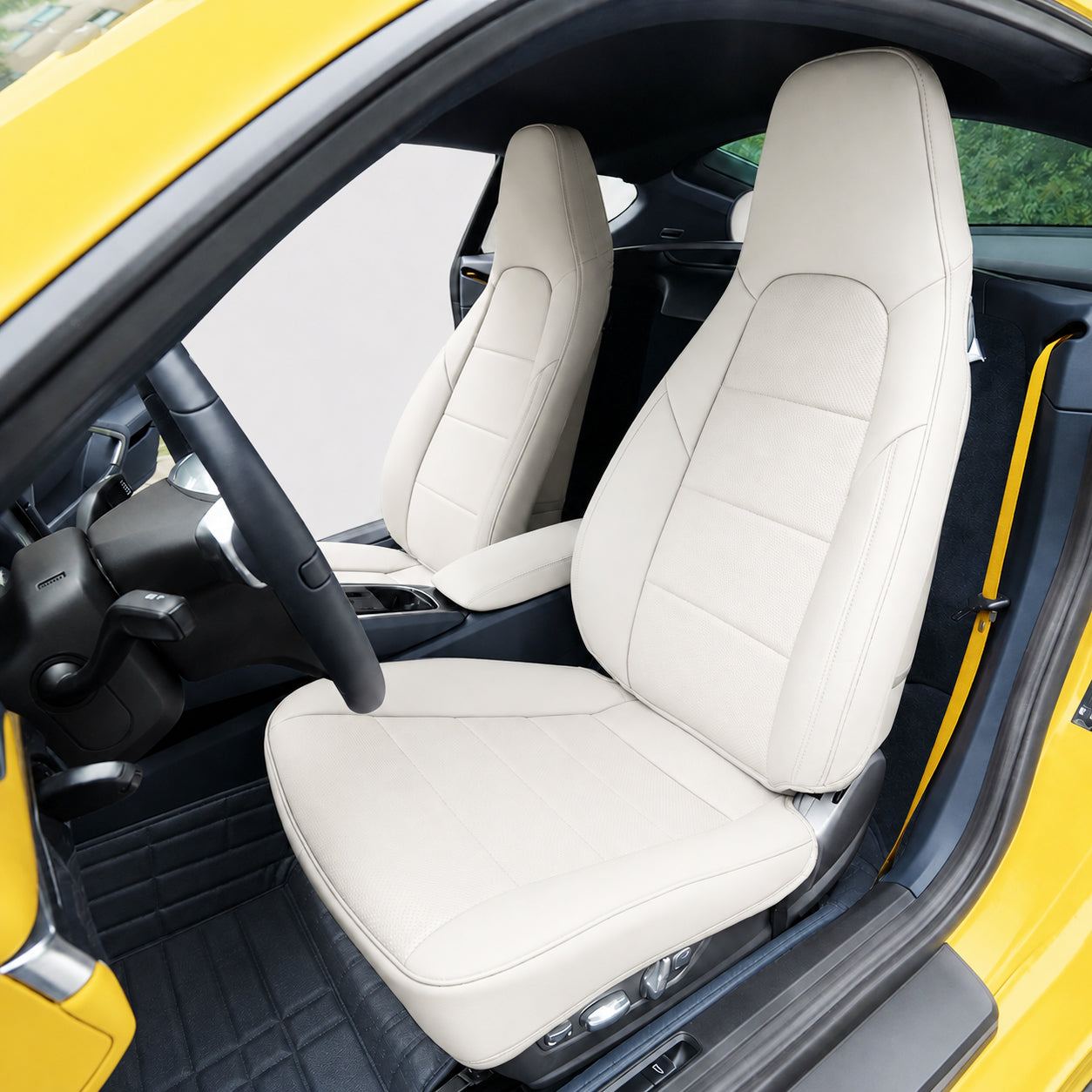 Custom Fit 2 Seats for Porsche 718 Cayman Boxster 911 Car Seat Covers Premium Synthetic leather