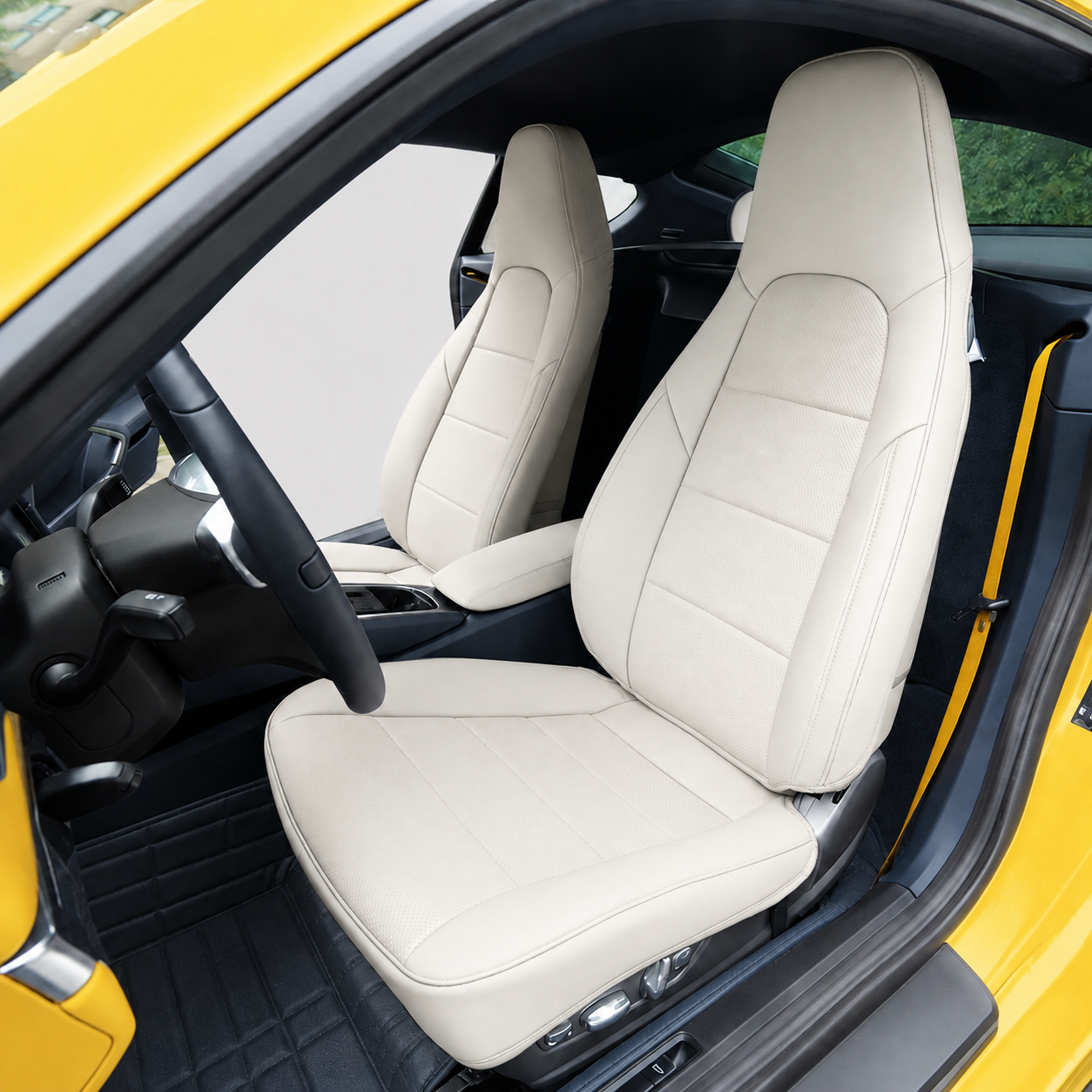 Custom Fit 2 Seats for Porsche 718 Cayman Boxster 911 Car Seat Covers Premium Synthetic leather