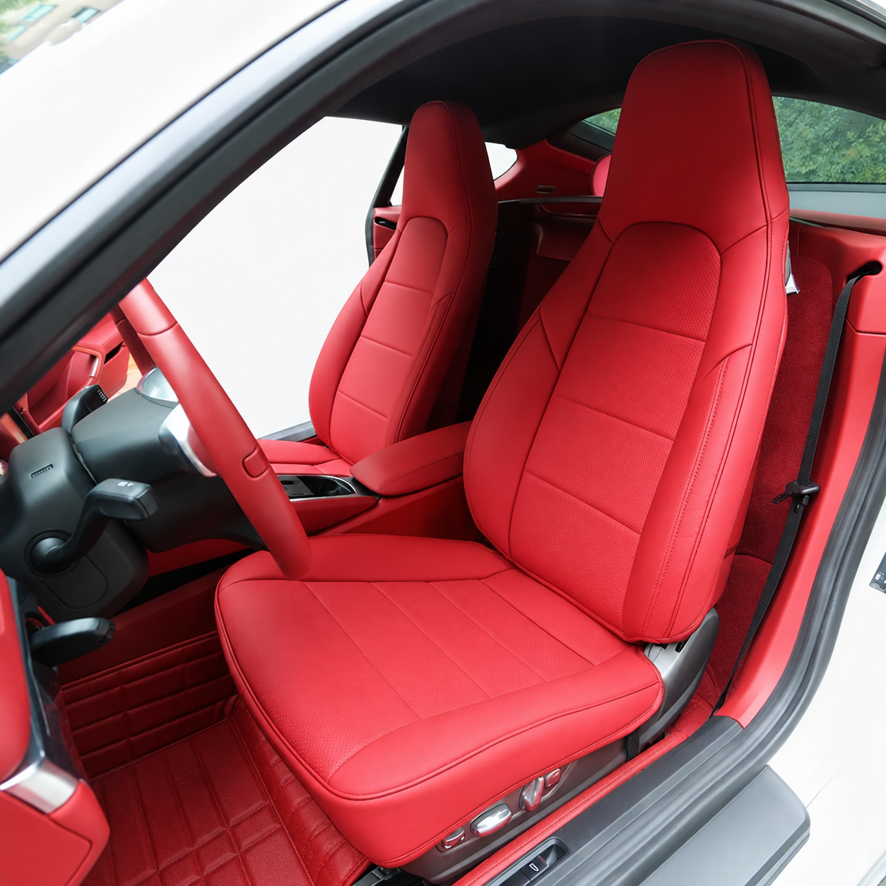 Custom Fit 2 Seats for Porsche 718 Cayman Boxster 911 Car Seat Covers Premium Synthetic leather