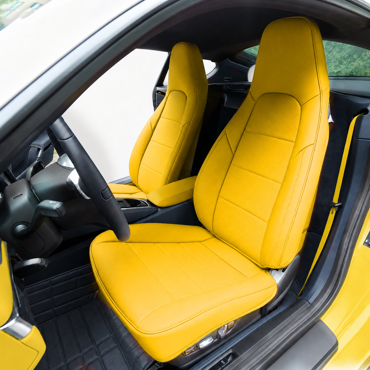 Custom Fit 2 Seats for Porsche 718 Cayman Boxster 911 Car Seat Covers Premium Synthetic leather